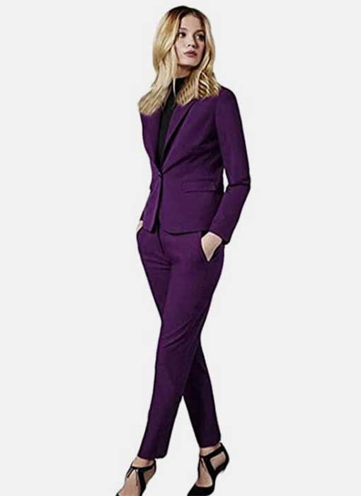 woman in purple suit