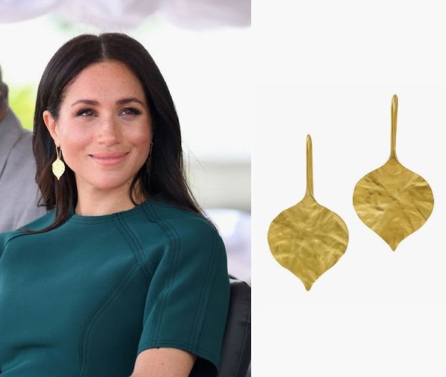 meghan markle leaf earrings