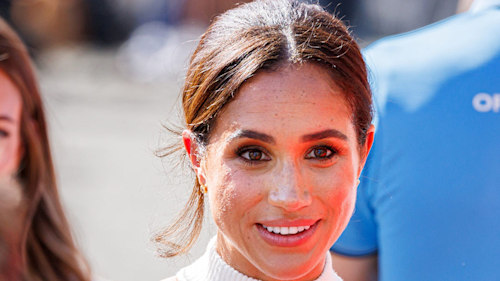 Meghan Markle looks amazing in leather trousers and a high ponytail