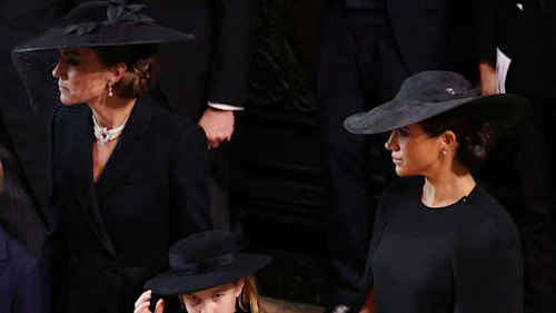 Princess Kate and Duchess Meghan wear matching hats to Queen Elizabeth II's funeral