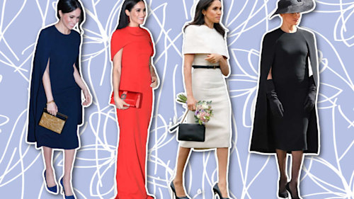 You can get Meghan Markle's signature cape dress look at Macy's