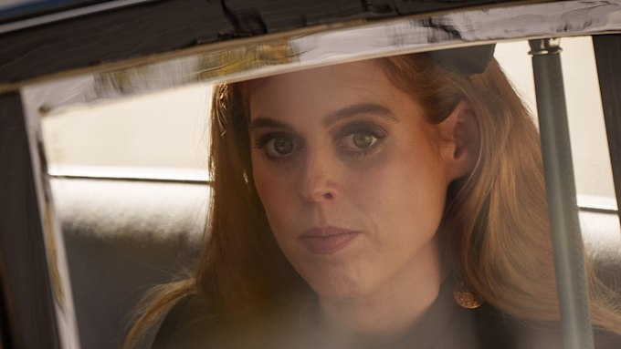 Princess Beatrice pictures in a car as a passenger