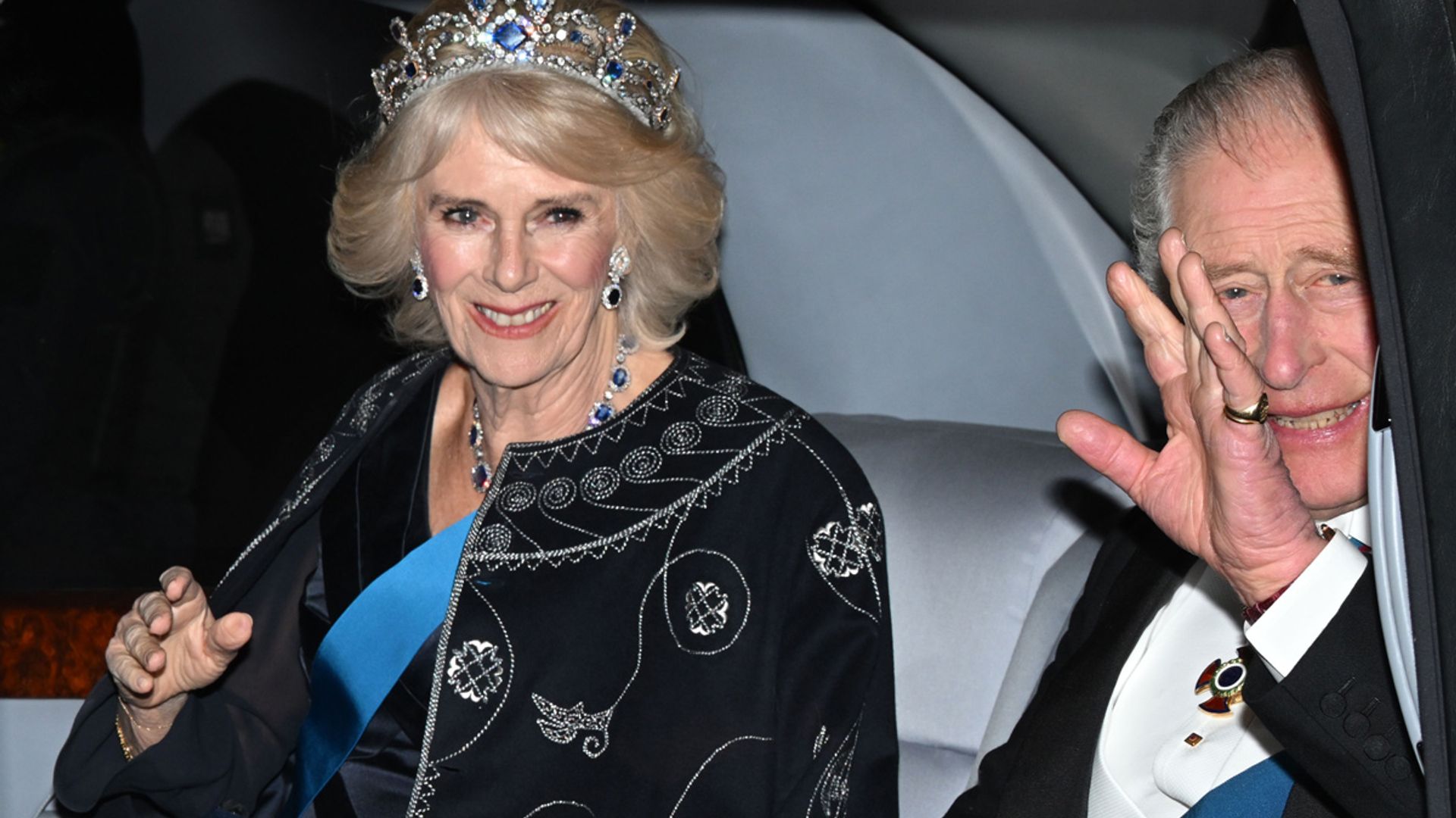 Queen Consort Camilla Wows In Show-stopping Blue Gown & Matching Tiara ...