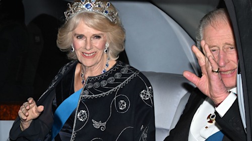 Queen Consort Camilla wows in show-stopping blue gown and matching tiara at Diplomatic Reception