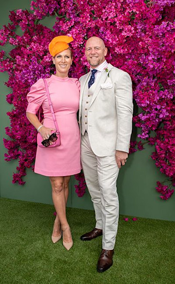 Zara Tindall in a pink dress