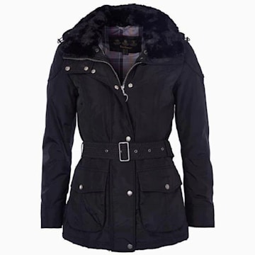 Barbour jacket with fur collar on sale