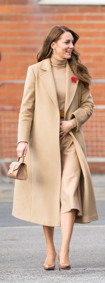 Kate Middleton in a camel coat
