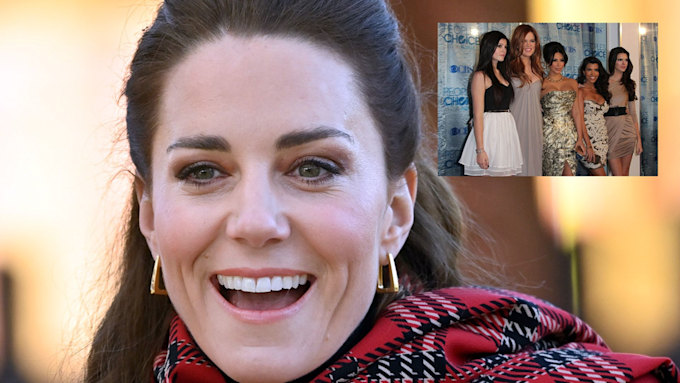 kate middleton wearing a check scarf