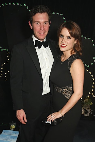 Princess Eugenie and Jack Brooksbank pose together at a black-tie event