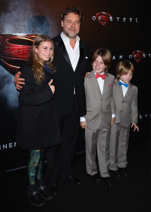 Russell Crowe takes his young sons to Man of Steel premiere | HELLO!