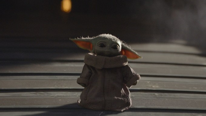 Baby Yoda in outfit