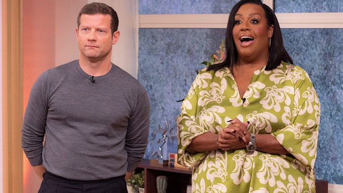 Alison Hammond speaking while Dermot O'Leary looks on with a serious expression