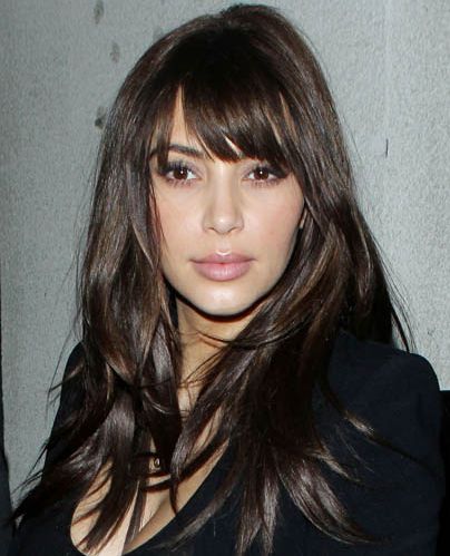 kim kardashian side swept bangs