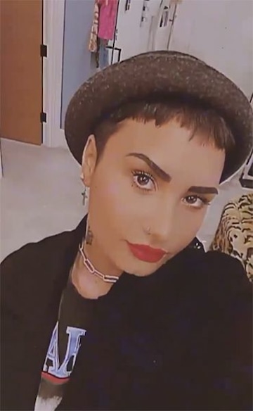 demi-lovato-new-hair-underneath-bowler-hat