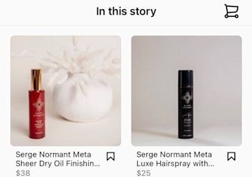 two images of hair products side by side labeled serge normant meta sheer dry oil and serge normant meta luxe hairspray