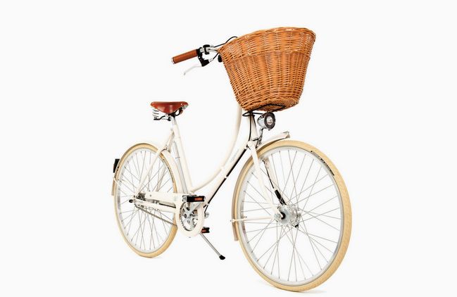 white womens bike with basket