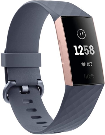 Fitbit charge 3 with rose gold and gray band
