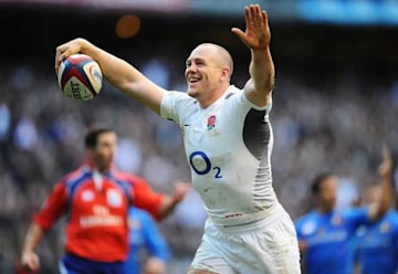 Mike Tindall playing rugby joyously