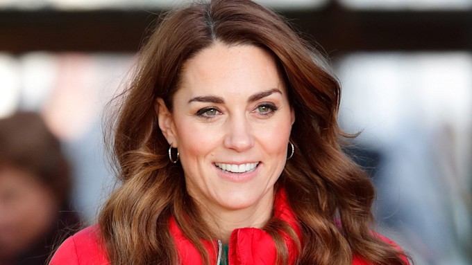 Kate Middleton in a red puffer jacket