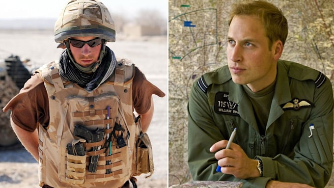 Split screen photo of prince william and prince harry