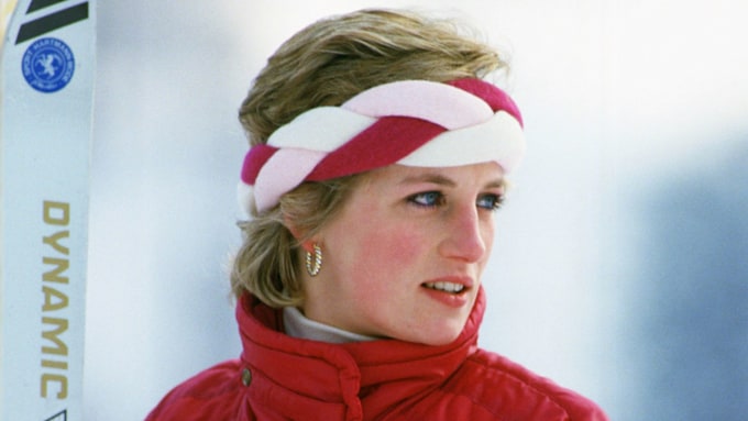 Princess Diana in a ski head band