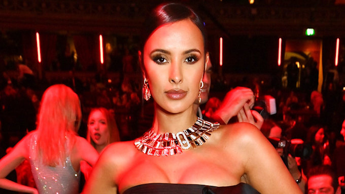Maya Jama in a black dress