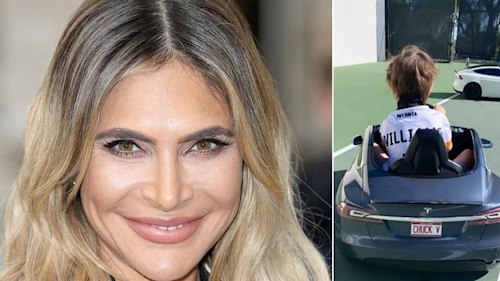 Ayda Field's son Charlie turns family's spacious tennis courts into car racetrack