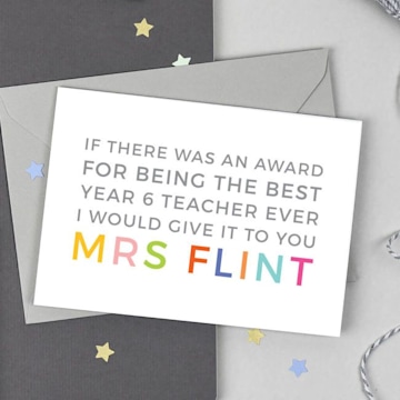 personalised greeting card for teacher