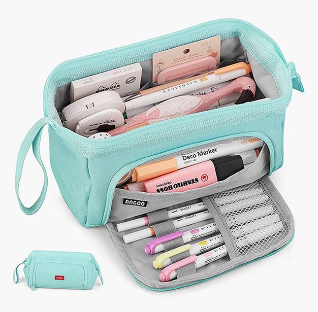 Ounice Creative Multicolor Light Transparent Student Pencil Case Large Capacity Sand Storage Pencil Bag 