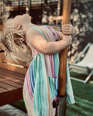 georgia-tennant-daughter-birdie-multicoloured-dress