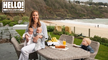 helen glover poses with twins and son