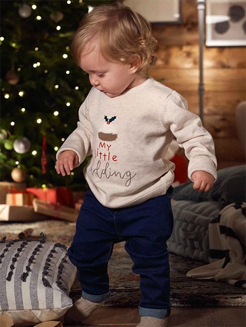 3-6 6-9 meses Nuevos Baby's Christmas Jumper Azul Oscuro con Diseño de Santa 0-3 