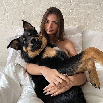 Emily Ratajkowski, köpeği Colombo ile birlikte