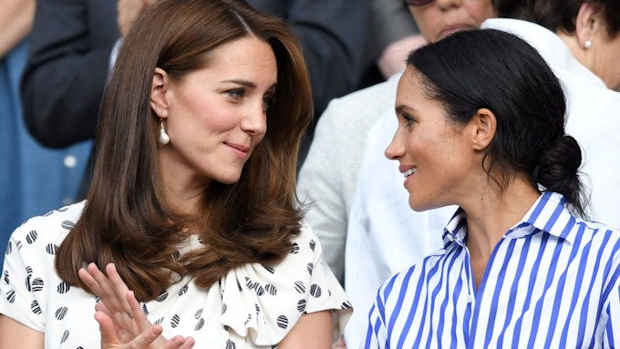 The Princess of Wales and the Duchess of Sussex smile at each other at Wimbledon
