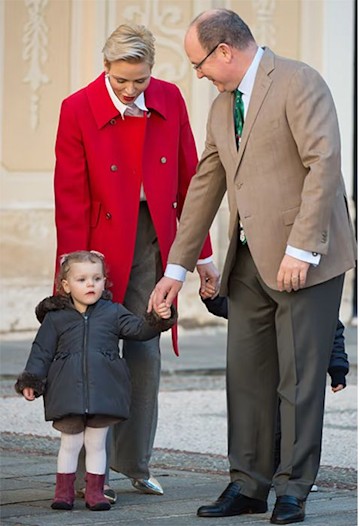Princess Charlene with daughter Gabriella in winter coat