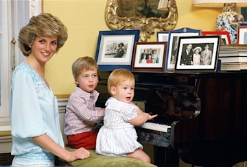 Princess Diana with sons at piano