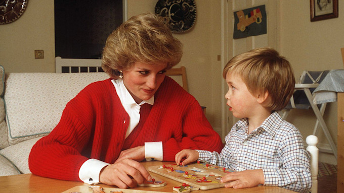 princess diana smiling at son william