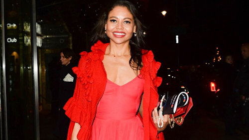 Emma Weymouth lives out her Christmas fantasy in stunning red cape and dress