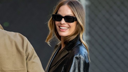 Margot Robbie’s foolproof look proves why you need a black leather coat