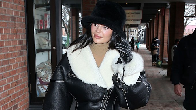 Kylie Jenner In Fluffy Coat Dress