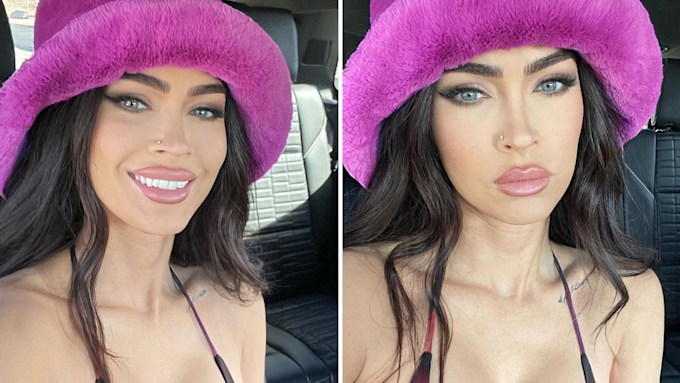 Megan Fox Wears Pink Fluffy Bucket Hat