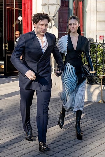 Brooklyn Beckham and Nicola Peltz outside Victoria Beckham PFW Show