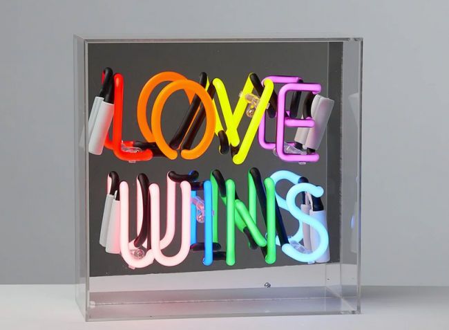 love wins neon box light