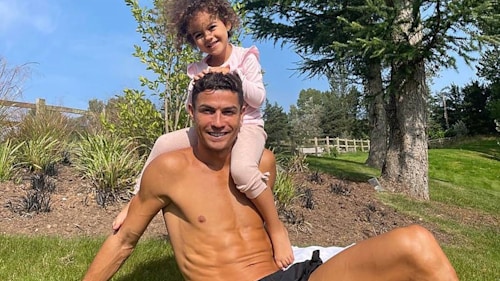 Cristiano Ronaldo poses shirtless in impressive garden at new Manchester home