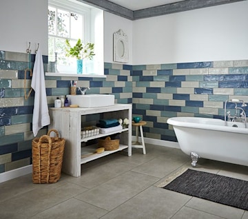 Walls and Floors mixed bathroom tiles