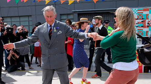 Rock and Roll exit for Prince Charles and Camilla as they head home from their tour