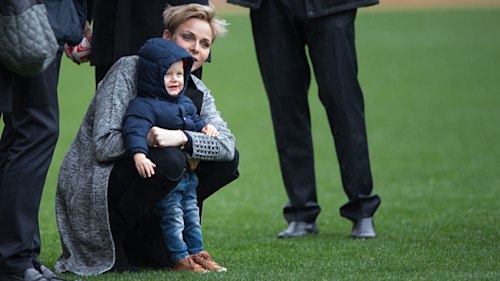 Princess Charlene and Prince Jacques bond at rugby game in Monaco