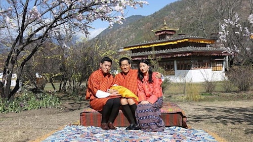 Bhutan's little prince shows off a head of hair in new photo to mark his three-month birthday