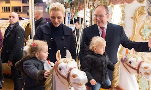 Prince Jacques and Princess Gabriella of Monaco enjoy visit to Christmas village