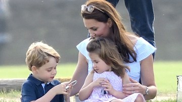 Prince George with Kate and Charlotte